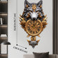3D Wooden Puzzles for Adults Gray Wolf Design Clock Model Kit with Pendulum