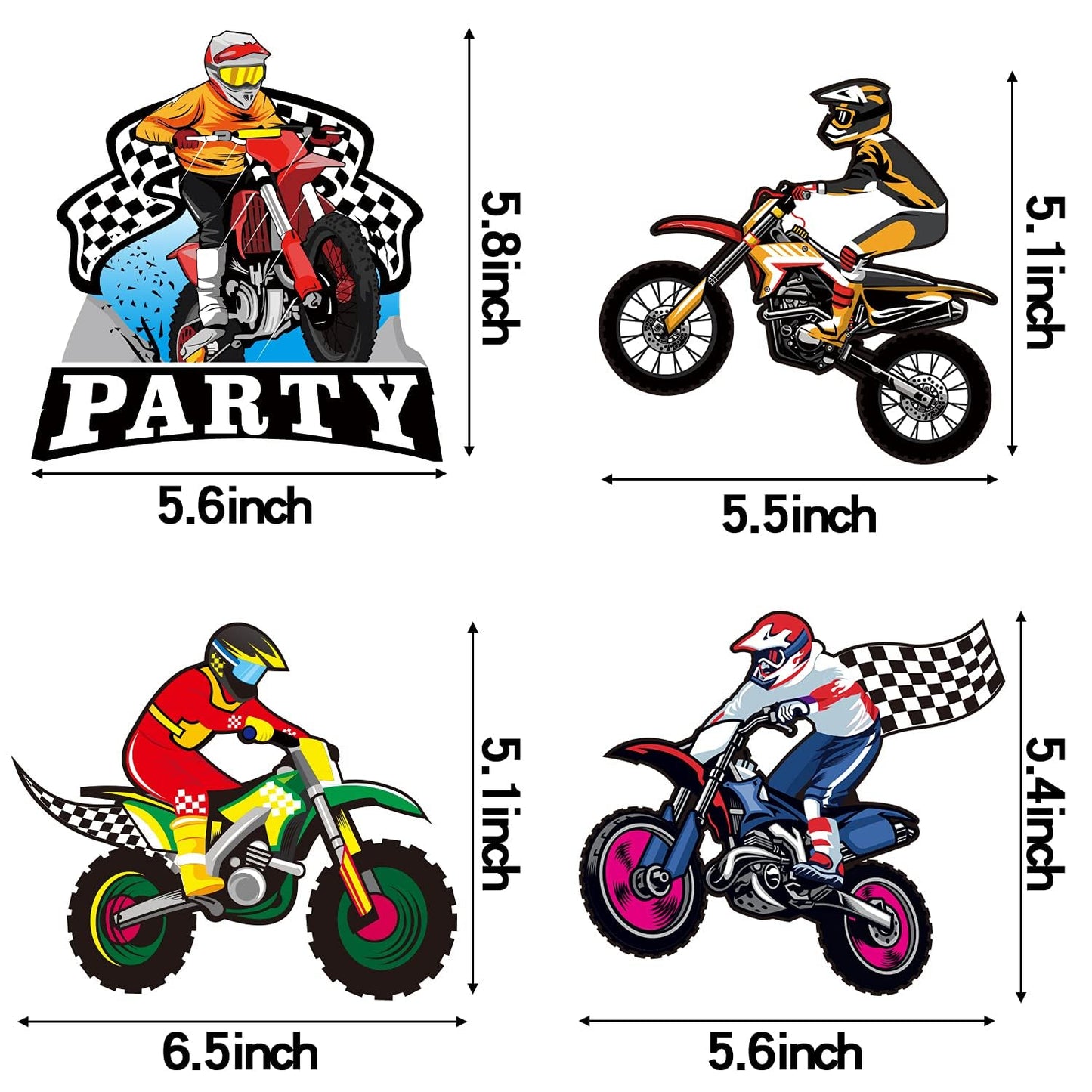 ANGOLIO Dirt Bike Birthday Party Centerpiece Sticks, 30Pcs Motocross Themed Party Table Toppers for Men Boys, Extreme Sports Racing Birthday Ideas