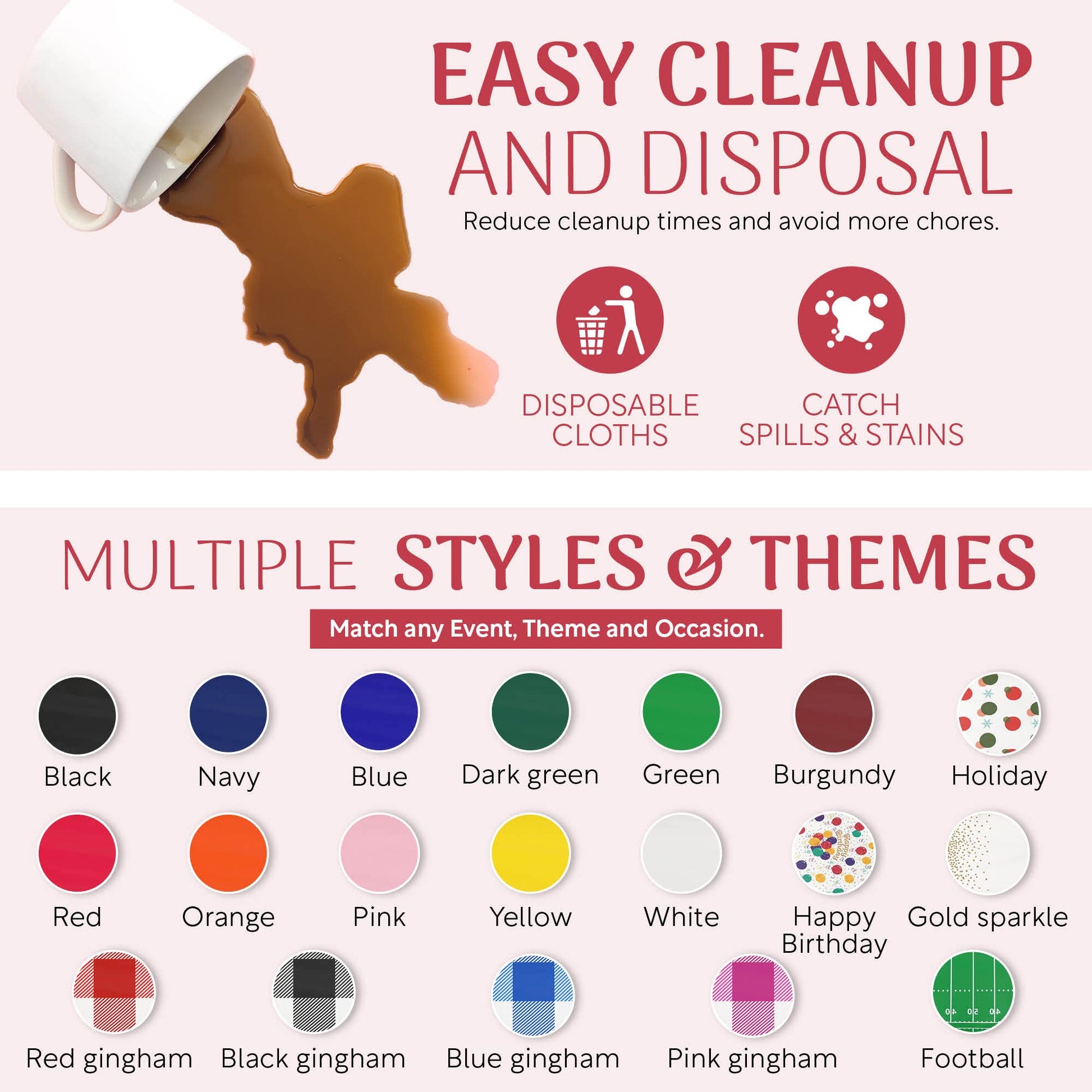 Grandipity Plastic Tablecloth Roll - 54in x 100 Ft. Happy Birthday Plastic Table Cloths Disposable with Cutter Box - Cut to Size Disposable Tablecloth