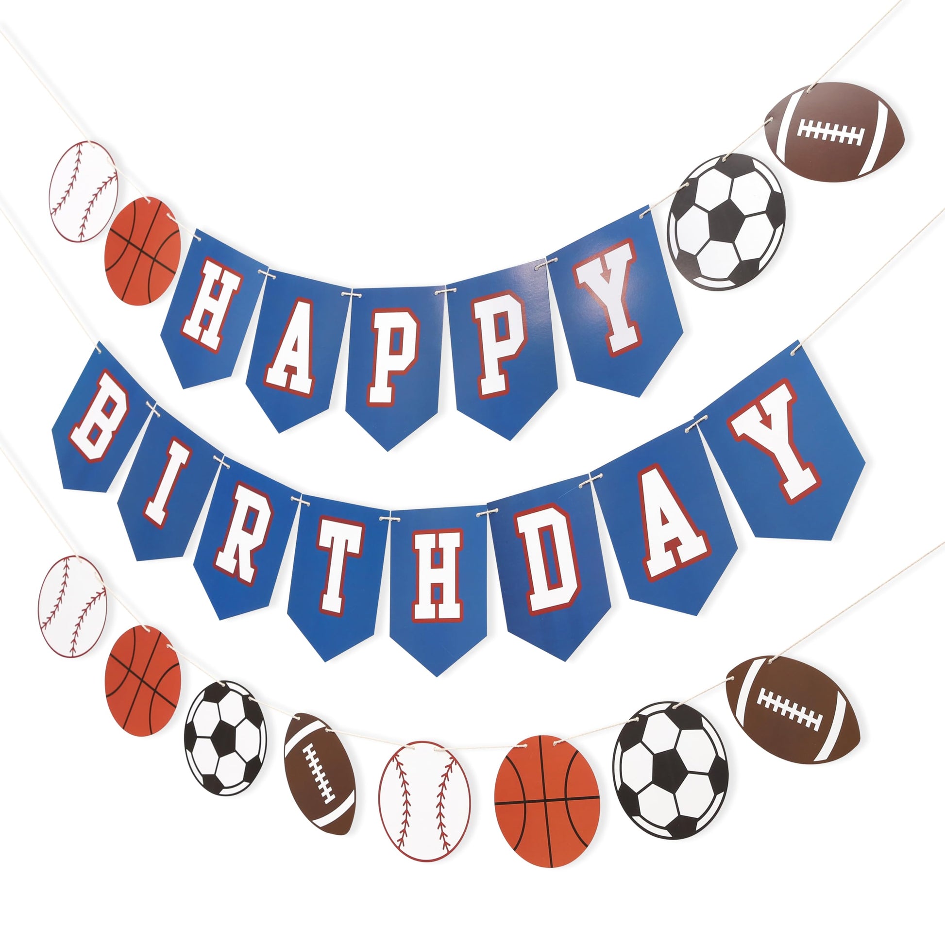 Happy Birthday Sports Banner - Sports Theme Birthday Party Decorations, Happy Birthday Ball Garland Sign, Banner for Boy Birthday Party Decor, Ball