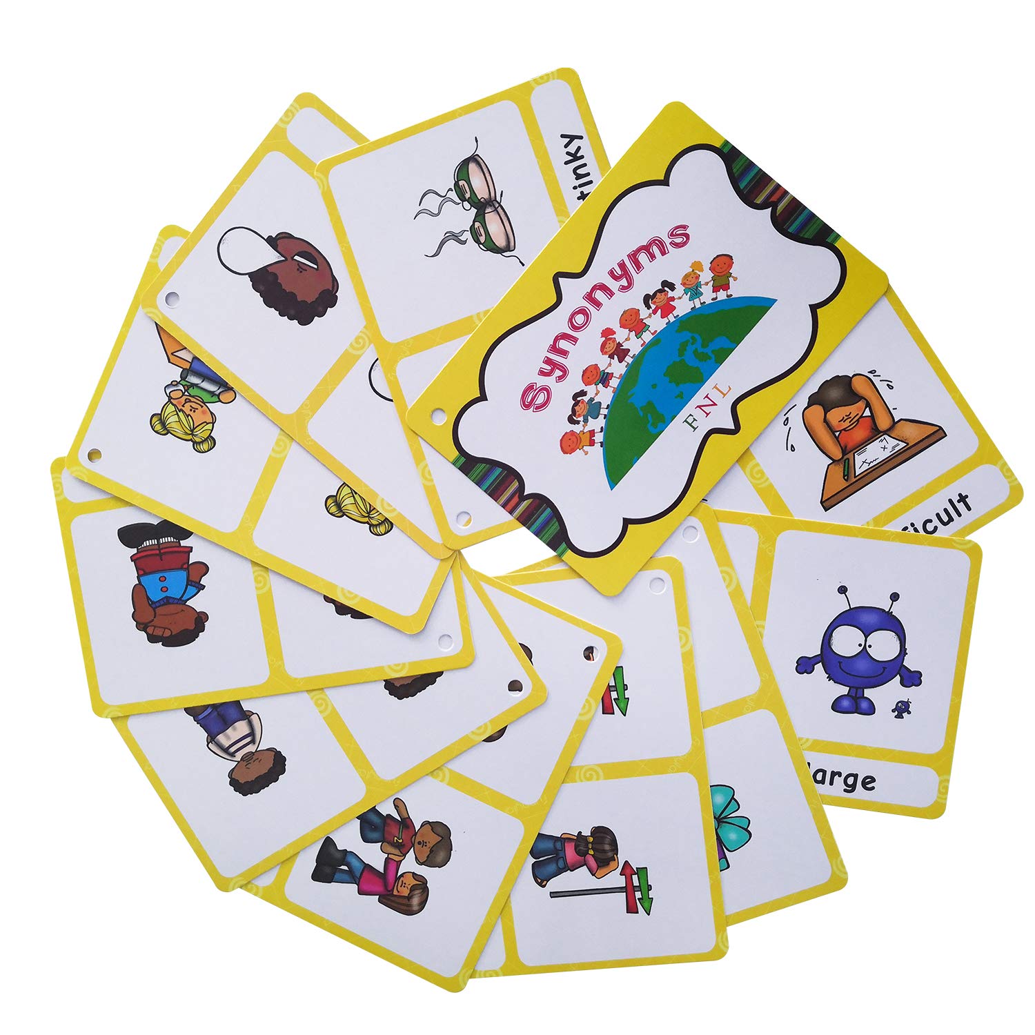 Zwttey 20 Groups English Synonyms Flashcards Building Vocabulary Pocket Cards Educational Learning Toys Pre-Kindergarten Classroom Supplies