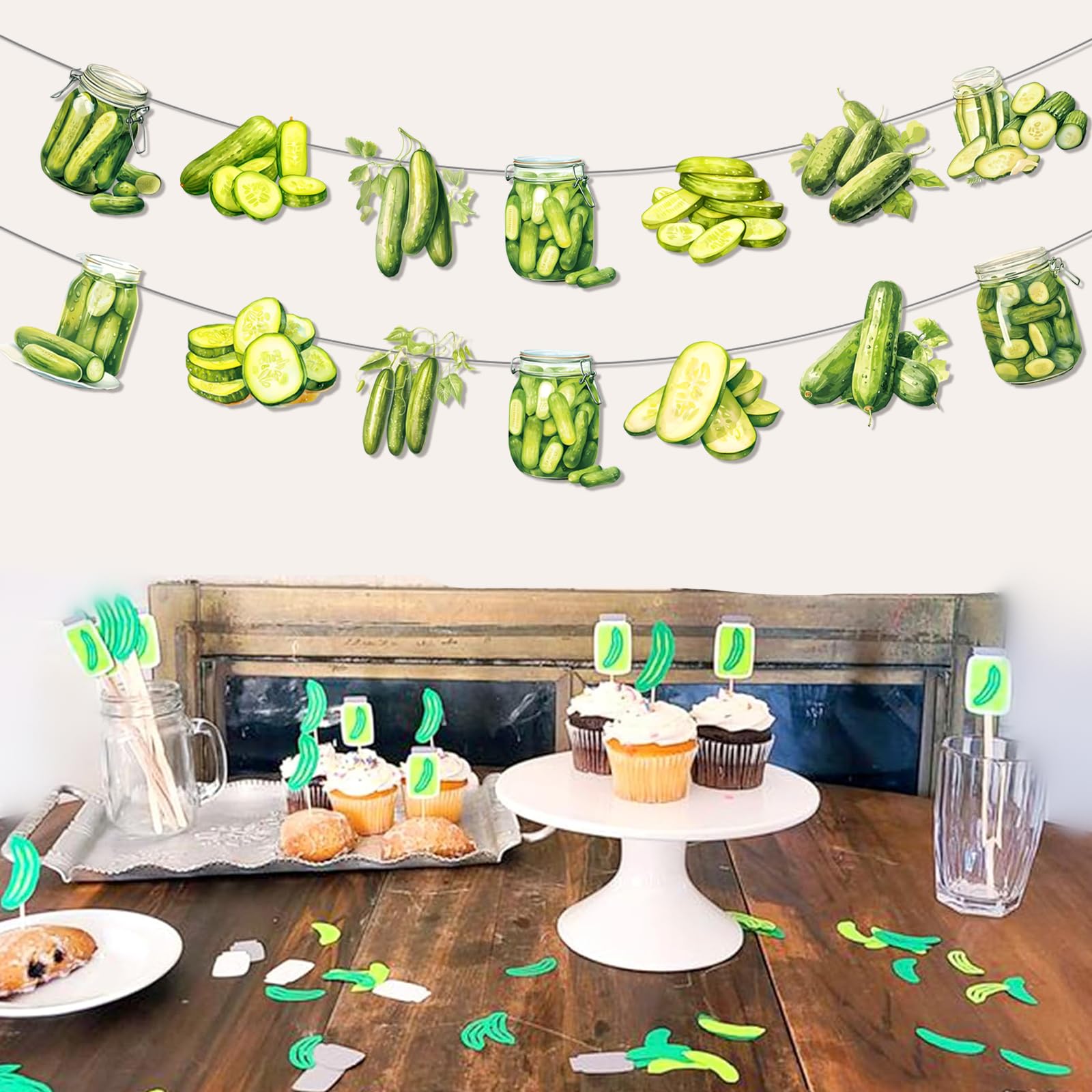 Pickle Birthday Banner: Pickle Party Decorations Funny Pickle Garland Party Supplies, Cartoon Funny Fruit Cucumber for Pickle Birthday Party