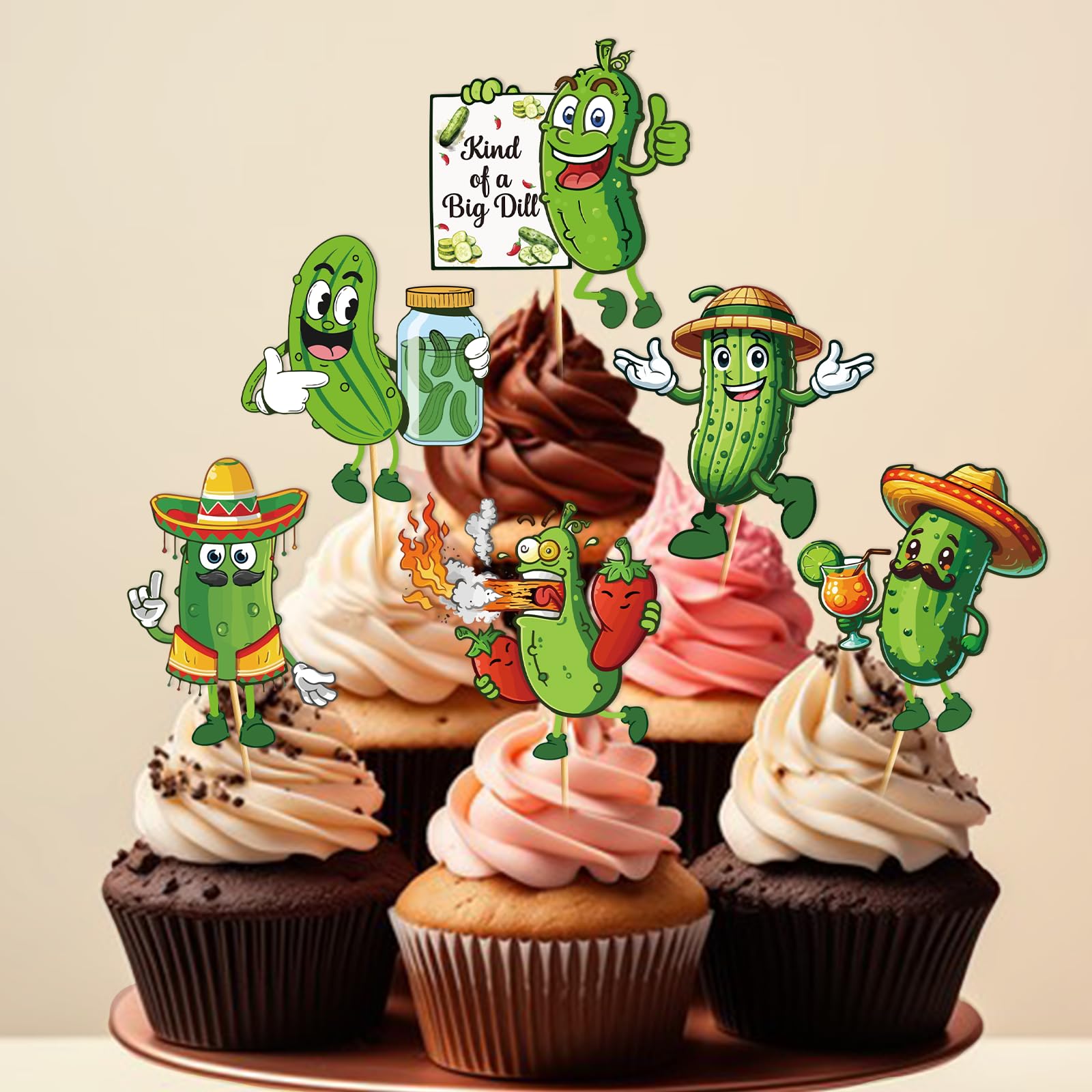Pickle Birthday Party Decorations: 36Pcs Pickle Cupcake Toppers Pickle Birthday Cake Decorations Cute Cartoon Kind Of A Big Dill Cucumber Pickle