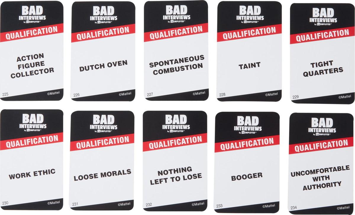 Mattel Games Bad Interviews by Funemployed Adult Party Game, Ages 17+