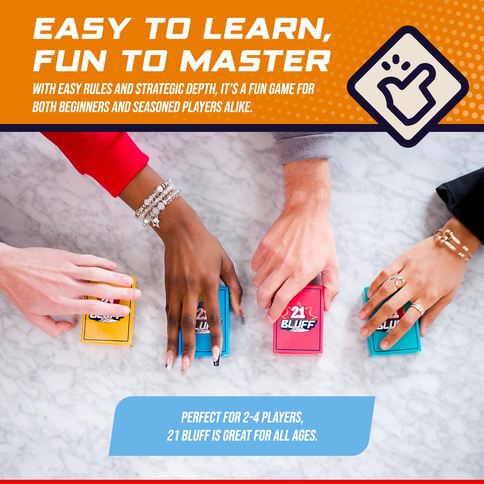 PLAYVIEW 21 Bluff - The Ultimate Bluffing & Strategy Card Game for Family Game Night-Fast-Paced & Hilarious Party Game - Outsmart & Outbluff to Win