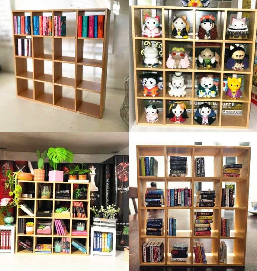 1:12 1/12 Scale Dollhouse Miniature Furniture Wooden 16 Grid Display Storage Rack Shelf 6.5" Storage Rack 16 Grid Shelves Doll House Wall Rack