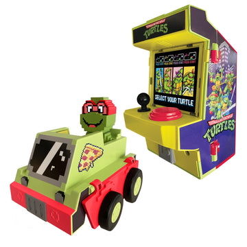 Teenage Mutant Ninja Turtles Arcade Cruisers Raphael Edition, 2-in-1 Arcade Cabinet to Transforming Vehicle with Lights & Sounds and Dual-Screen