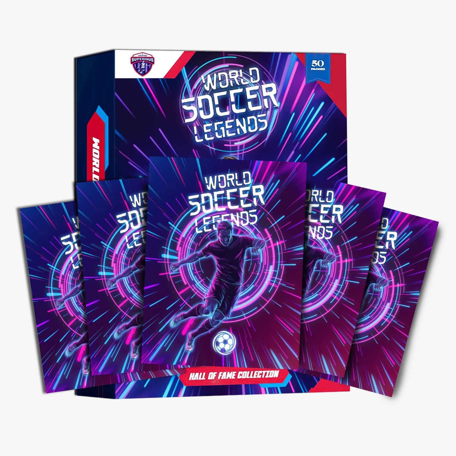 Soccer Trading Cards 2025-2026 | 50 Playing Cards Collection | Look for 10 Ultra Rare & 2 Golden Edition Cards | Random Premium Soccer Cards | Value