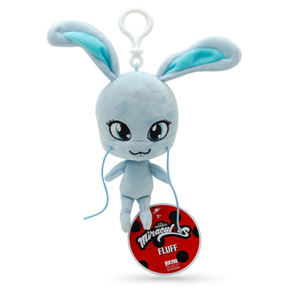 Miraculous Ladybug Kwami 5-inch Lifesize Backpack Keychains - Fluff The Rabbit Clip-On Toys - Portable Ladybug and Cat Noir Accessories, Keychain