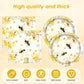 Bee Birthday Party Decorations 41Pcs Bumblebee Themed Tableware Set Include Bee Paper Plates Napkins Tablecloth, for Baby Shower Gender Reveal Kids