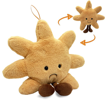 JoyAmigo Happy and Sad Sun Plush Pillow, 13.4 Inch Sunshine Cushion