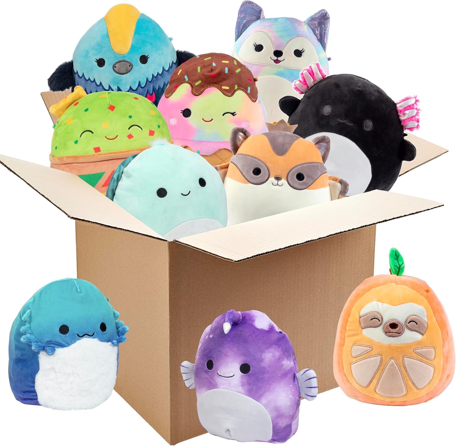 Squishmallows Mystery 3 Pack 8-Inch Plush Set - Official Jazwares Stuffed Animals Bundle, Soft Collectible Toys, Surprise Characters Gift for Kids