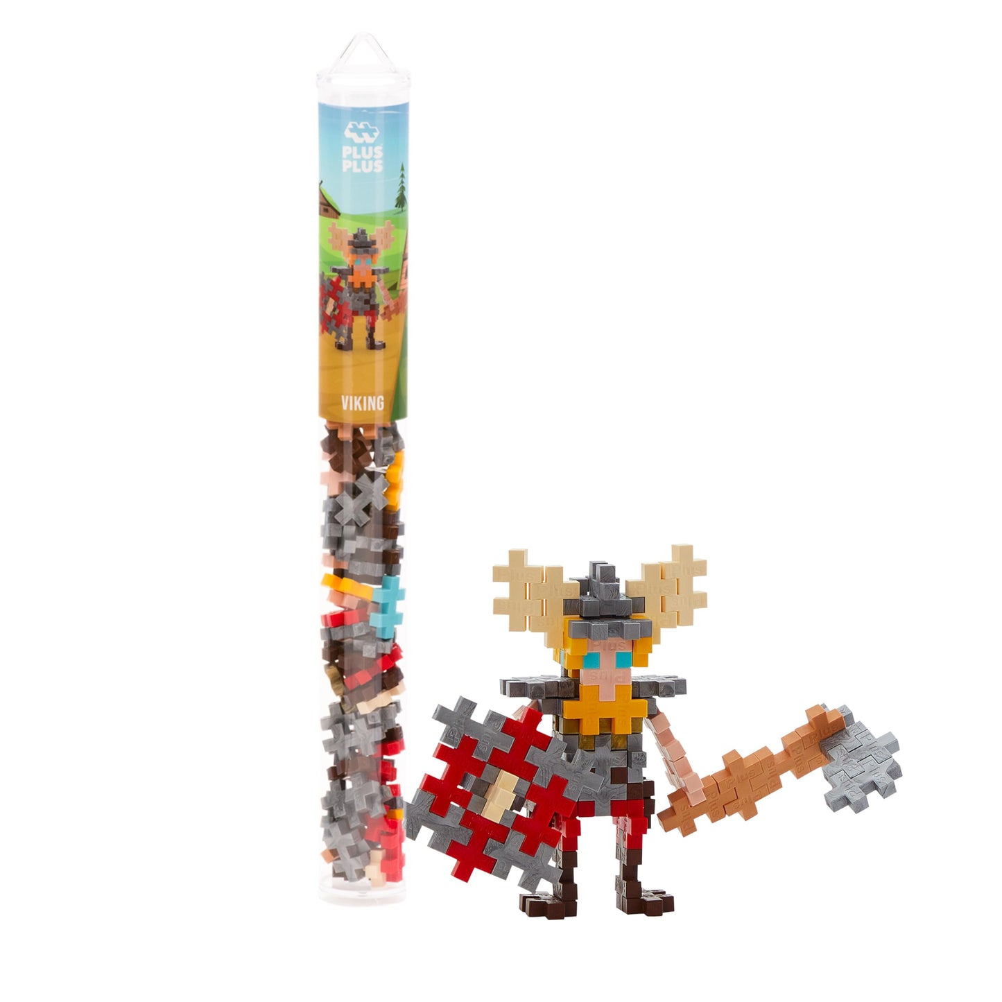PLUS PLUS Viking - 3D Figure Building Block Set Tube, Mini Interlocking Puzzle Pieces - Fun Stem Toys for Kids