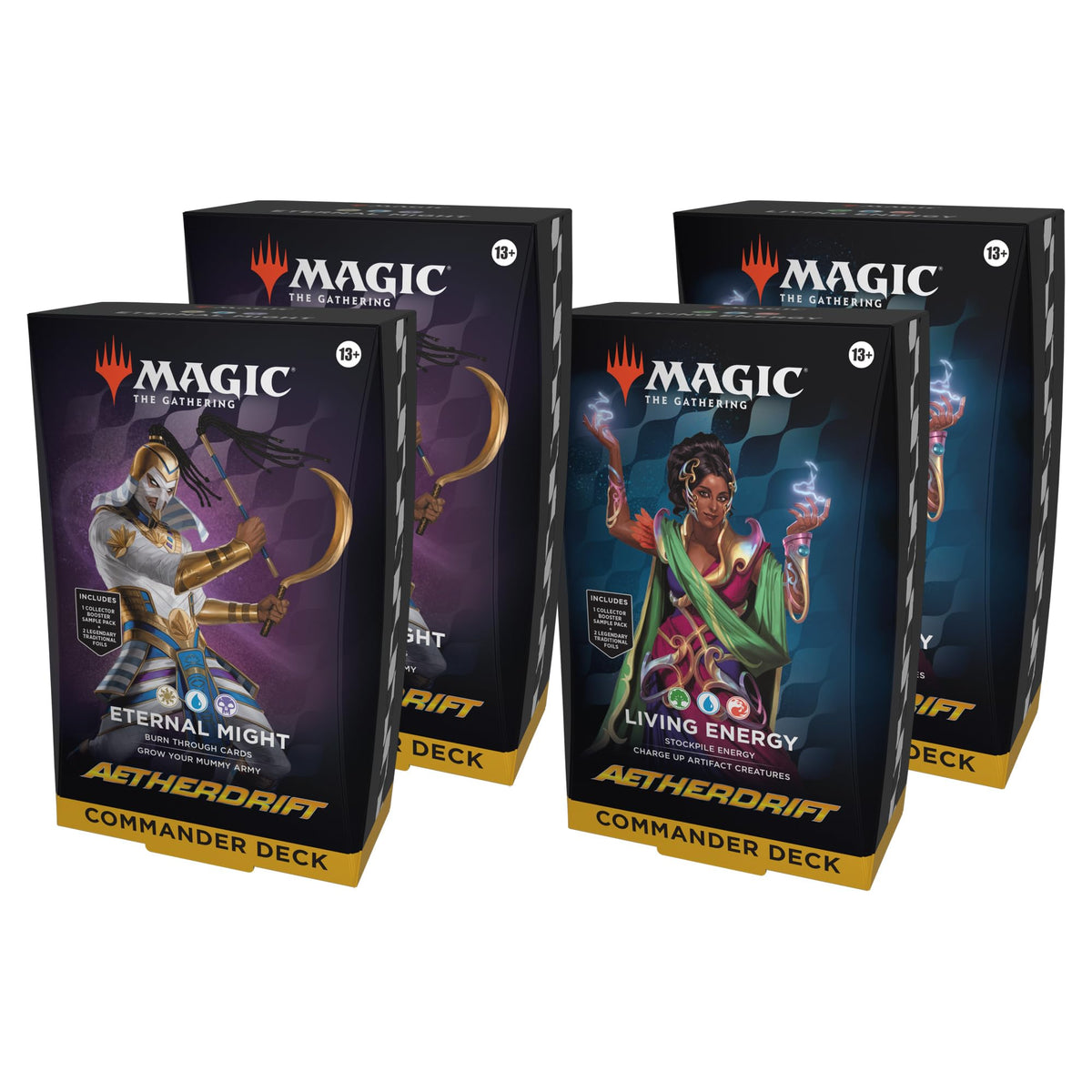 Magic: The Gathering Aetherdrift Commander Deck Bundle - 2 of Each Deck (2 Living Energy + 2 Eternal Might)
