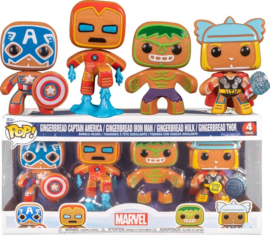 Gingerbread Captain America / Iron Man / Hulk / Thor Funko Pop! GITD Walmart