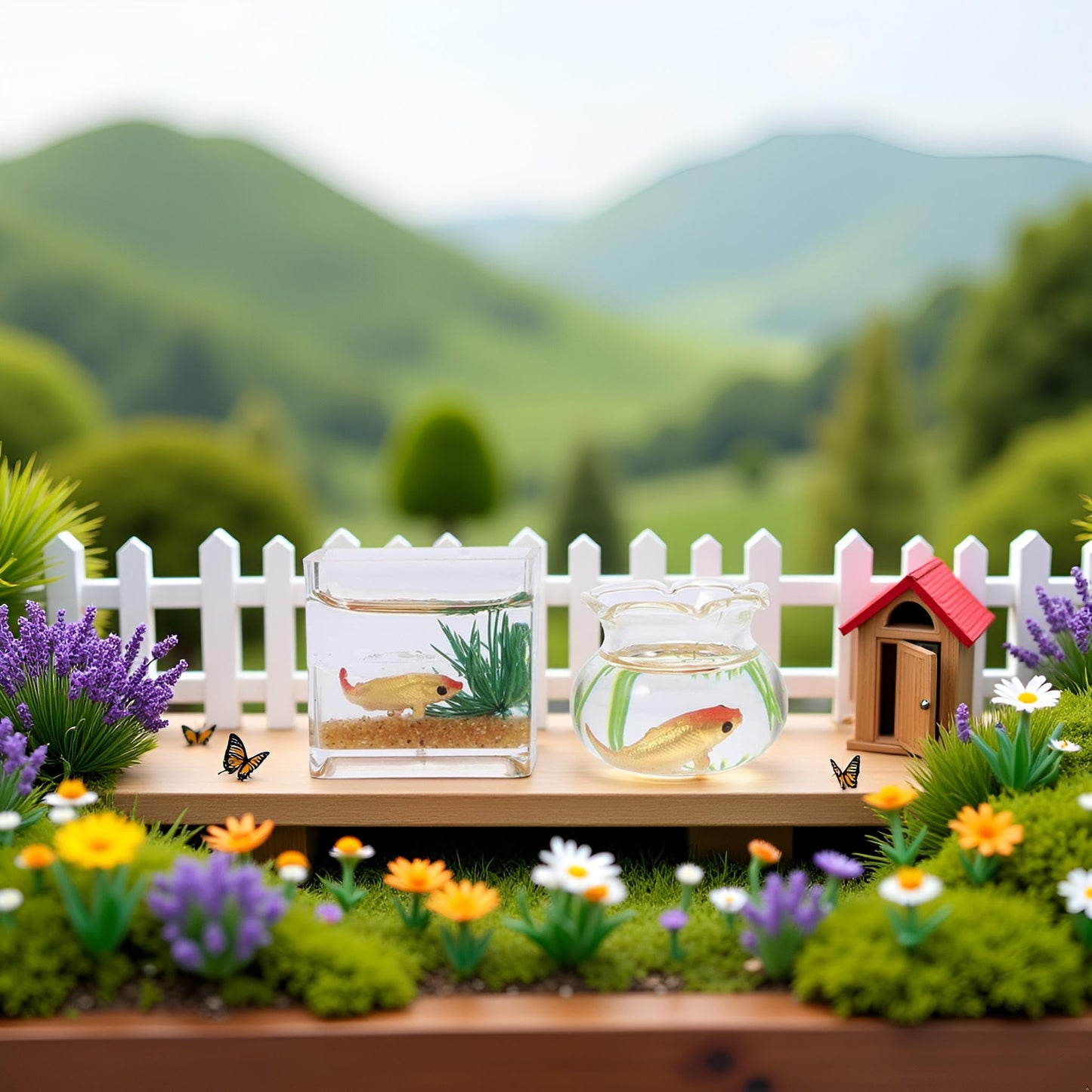 2Pcs 1/12 Scale Accessories Dollhouses Fish Tank?1: 12 Scale Miniature Fish Bowl Miniature Dollhouse Accessories for Garden Scene Decor Desktop