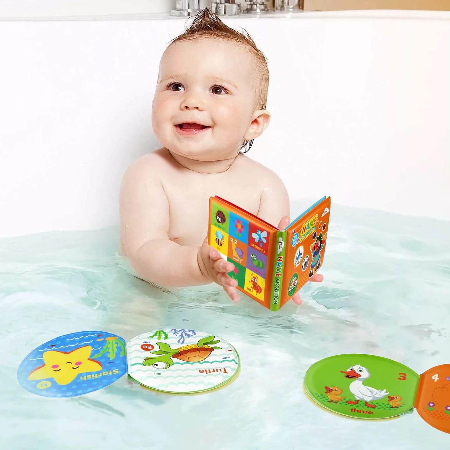 Baby Bath Toys, Nontoxic Bath Books for Babies Bath Time, Bathtub Toys for Toddlers 6 to 12 18 Months, Soft Educational Bath Toys for 1-3 Year Old