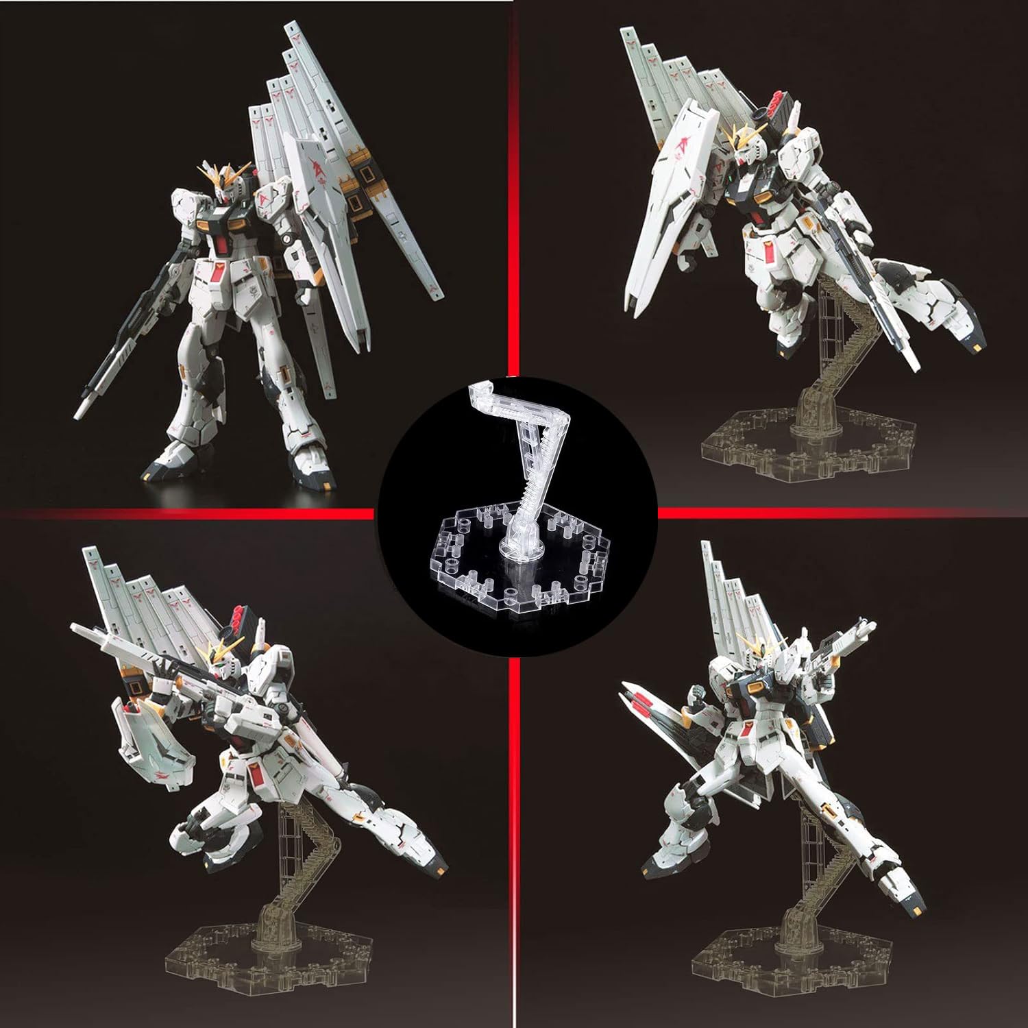 TWKUPWO Hobby Action Base Display Stand, Gundam Action Figure Stand - Compatible with MG, RG, HG Universal Models - Transparent 6 Set