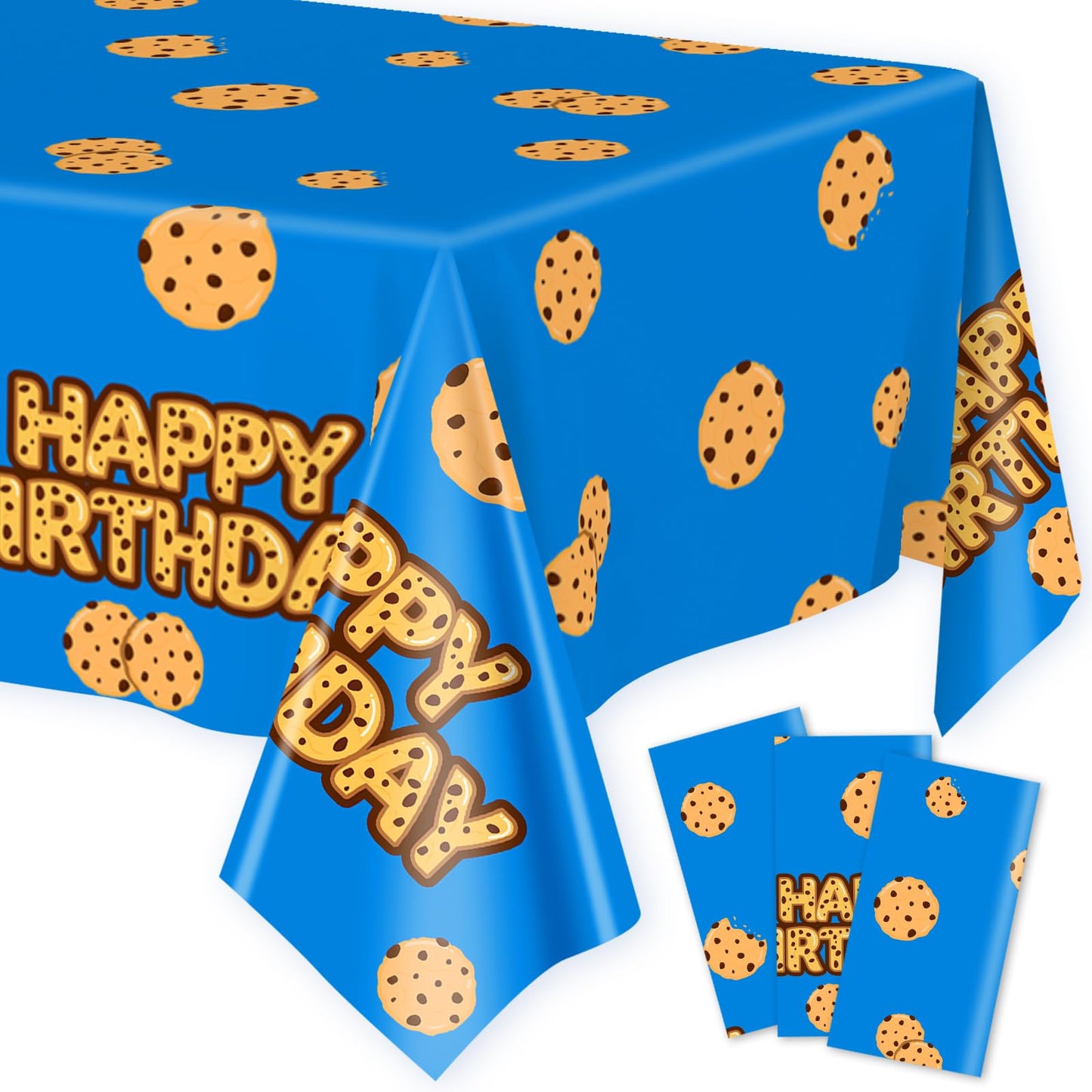 Lecinc 3 Sheets Cookie Party Tablecloth, Plastic Table Covers for Birthday Party Decorations Supplies, 108 x 51.2 Inch