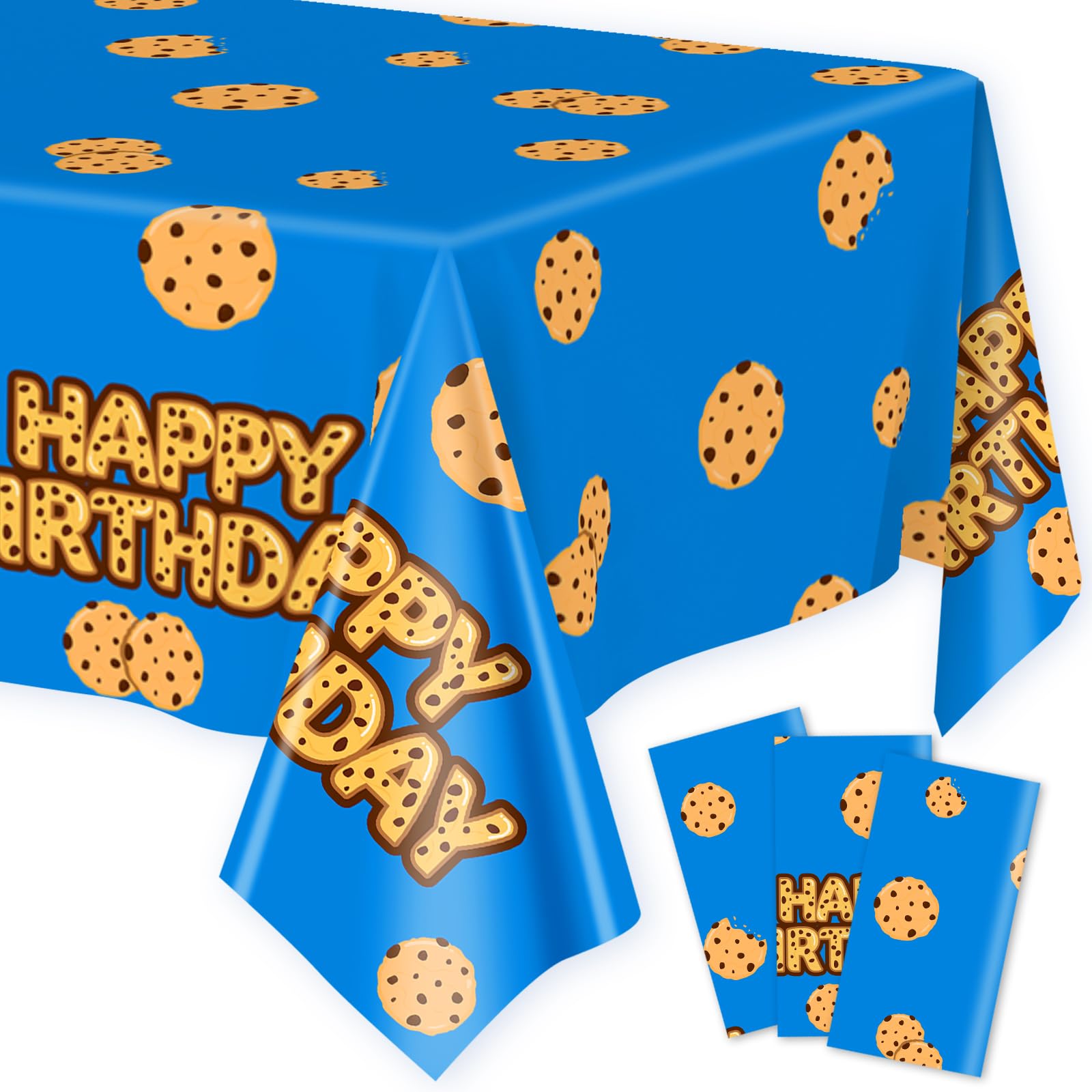 Lecinc 3 Sheets Cookie Party Tablecloth, Plastic Table Covers for Birthday Party Decorations Supplies, 108 x 51.2 Inch