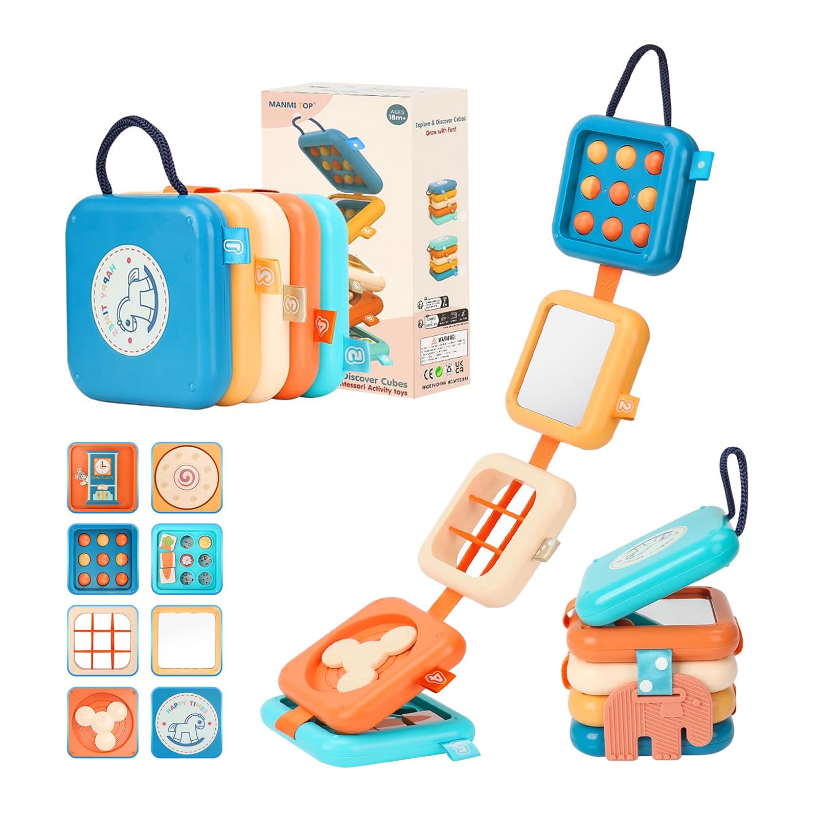 YINGZHIXING Busy Board for 1 2 3 Year Old - Montessori Travel Toy with Fine Motor Activities, Busy Cube Sensory Learning for Toddlers 1-3 - Perfect
