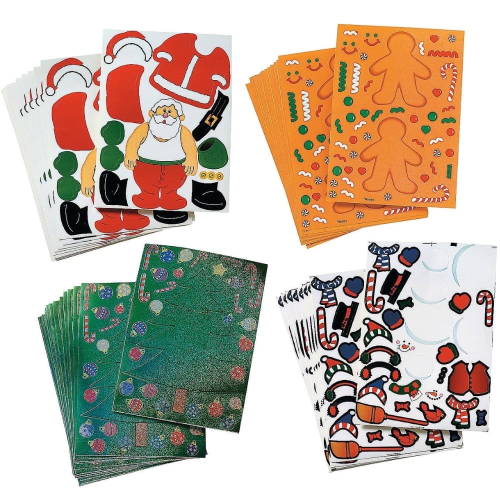 Fun Express Mega Holiday Make-a-Character Stickers - 96 Pieces