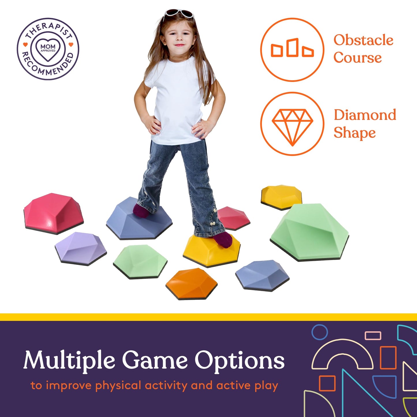 Special Supplies Stepping Stones for Kids Indoor and Outdoor Balance Blocks Promote Coordination, Balance, Strength Child Safe Rubber, Non-Slip