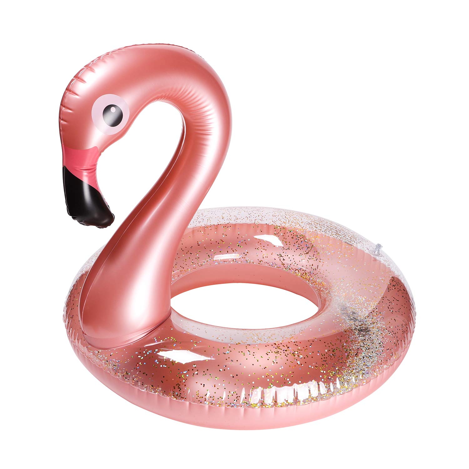 GROBRO7 2Pack Summer Inflatable Flamingo Pool Float Drink Holder Set Elegant Vinyl Swimming Floaty Pool Toy with Glitters Outdoor Water Lounge