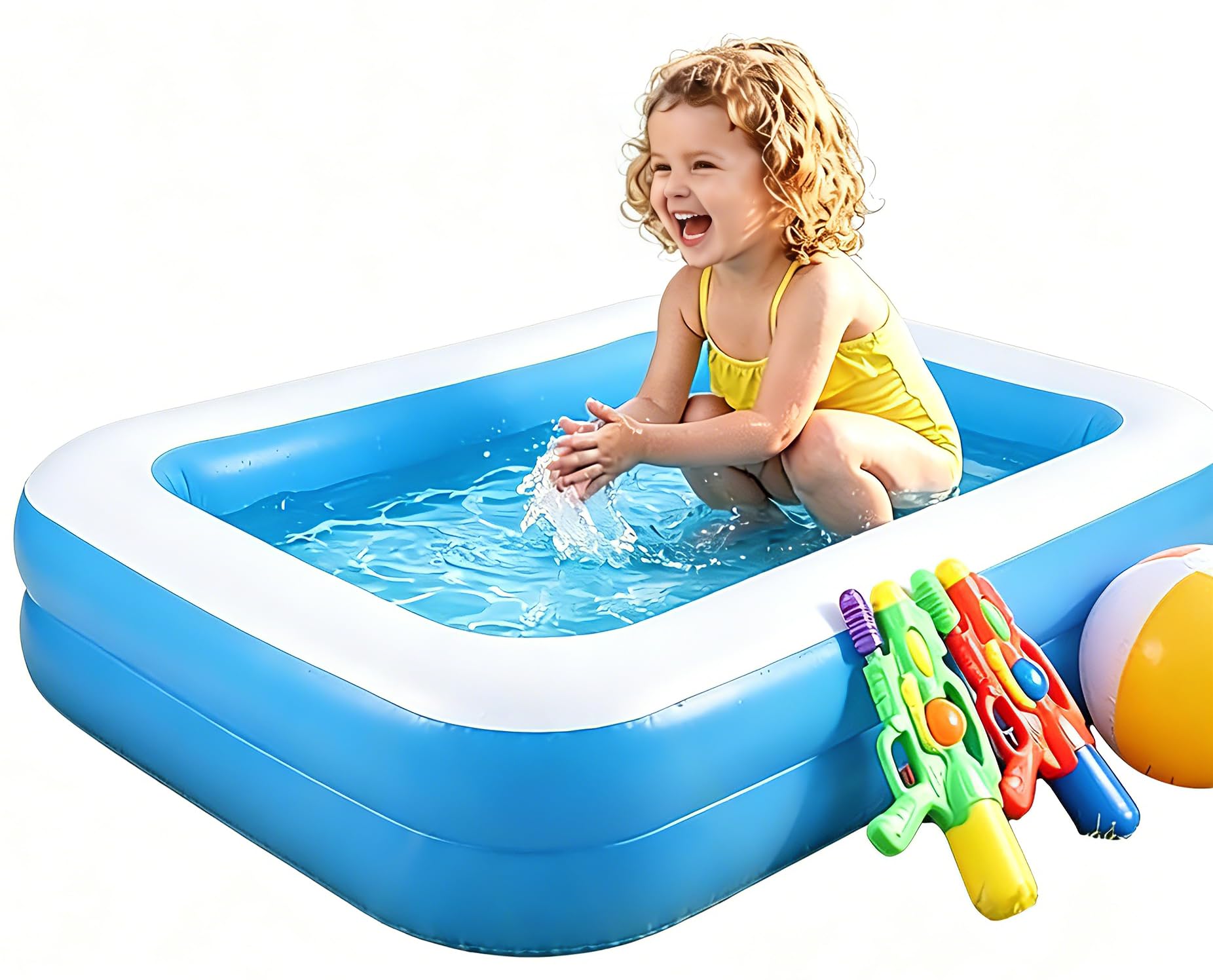 Inflatable Kiddie Pool, 128x85x45cm (50x33x18in) ,Thickened PVC Kids Blow Up Swimming Pool for Babies Toddlers, Wading Pool Indoor Outdoor Garden