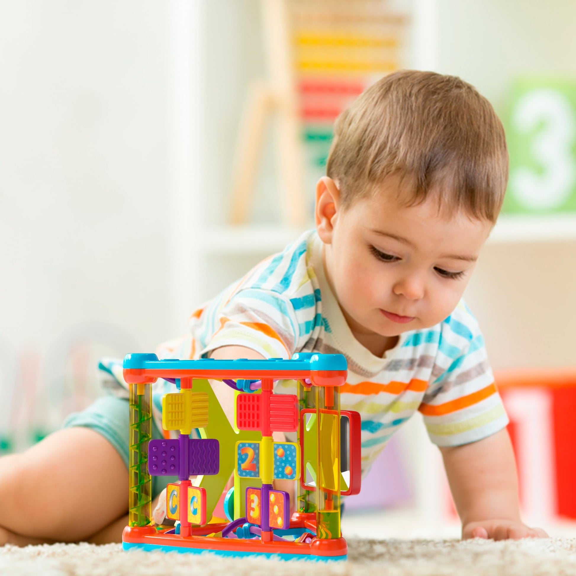 Lollipop Interactive Toddler Activity Triangle - Montessori Toys for Toddlers - Activity Cube for Play and Learning Educational Busy Cube with Shapes