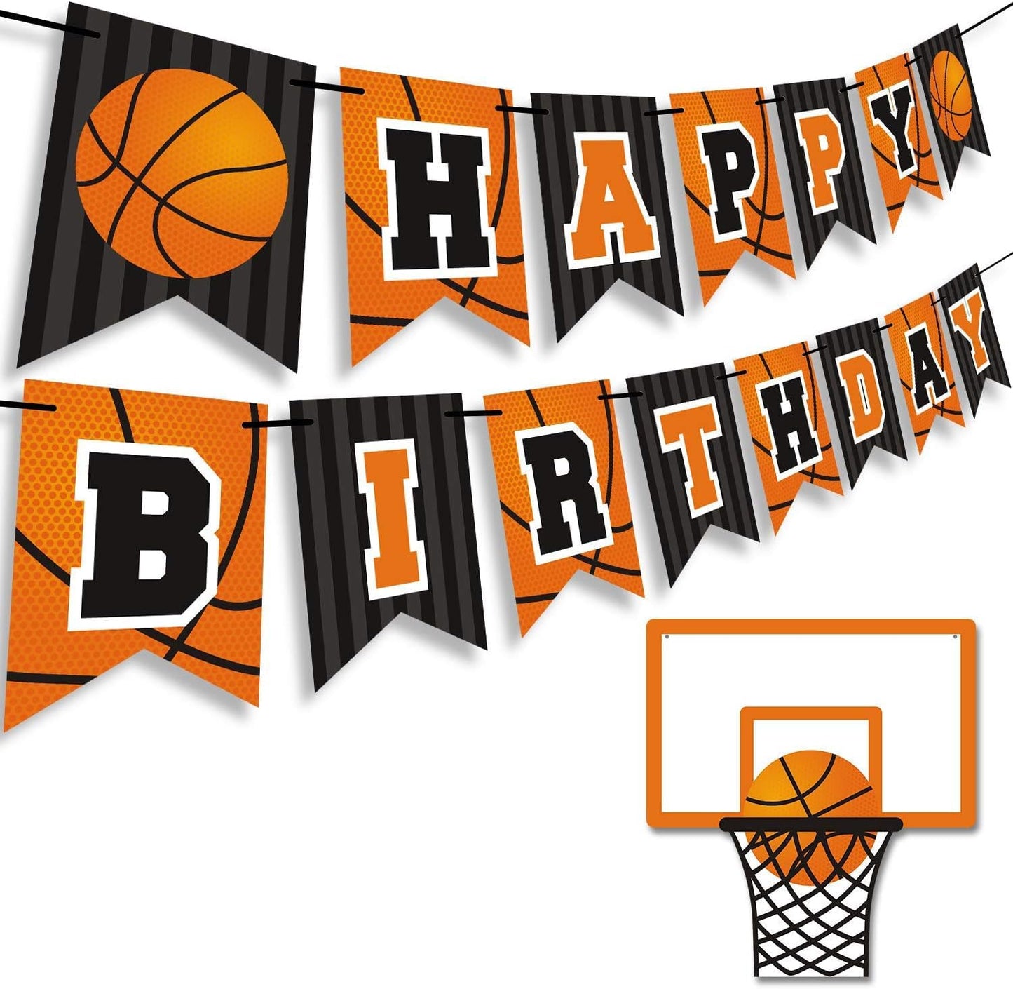 Levfla Basketball Happy Birthday Banner Basketball Party Decorations Basketball Themed Birthday Party Banner Garland Sign for Sports Theme Game Day