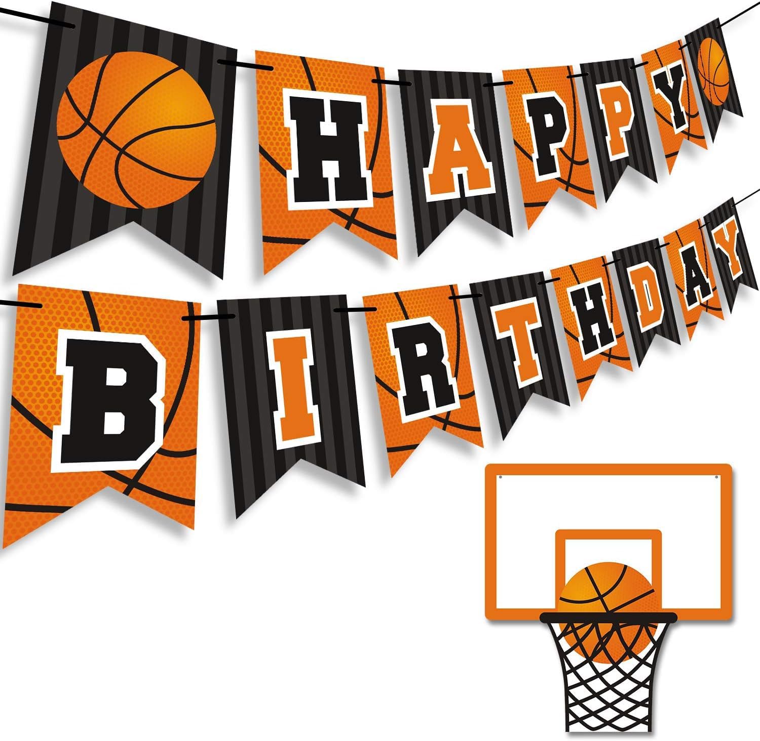 Levfla Basketball Happy Birthday Banner Basketball Party Decorations Basketball Themed Birthday Party Banner Garland Sign for Sports Theme Game Day