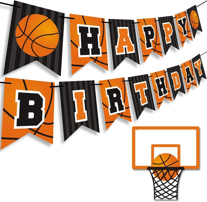 Levfla Basketball Happy Birthday Banner Basketball Party Decorations Basketball Themed Birthday Party Banner Garland Sign for Sports Theme Game Day