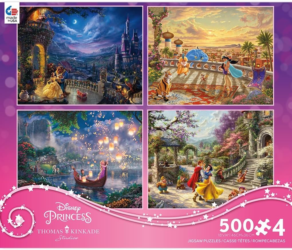 Ceaco - Thomas Kinkade Disney Princess - 4 Pack 500 Piece Jigsaw Puzzles
