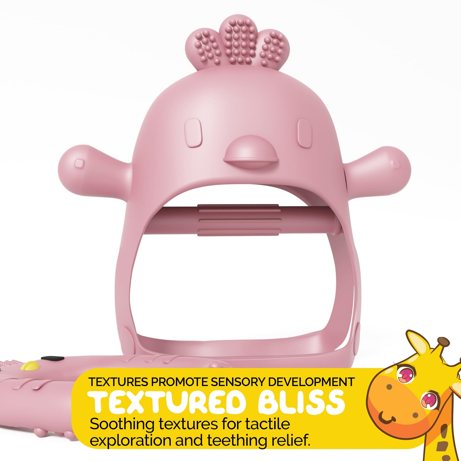 Baby Toys 0-6 Months Silicone teethers for Babies for Teething Pacifier in Cute Chicken Toys Shape - Turkish Pink Color for Baby Girl Pacifiers - 2 Pc