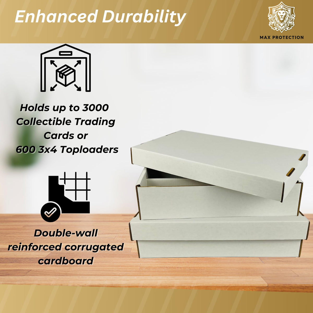 Max Protection 3-Row Super Shoe Storage Box - 3000 Card Count - 5-Pack