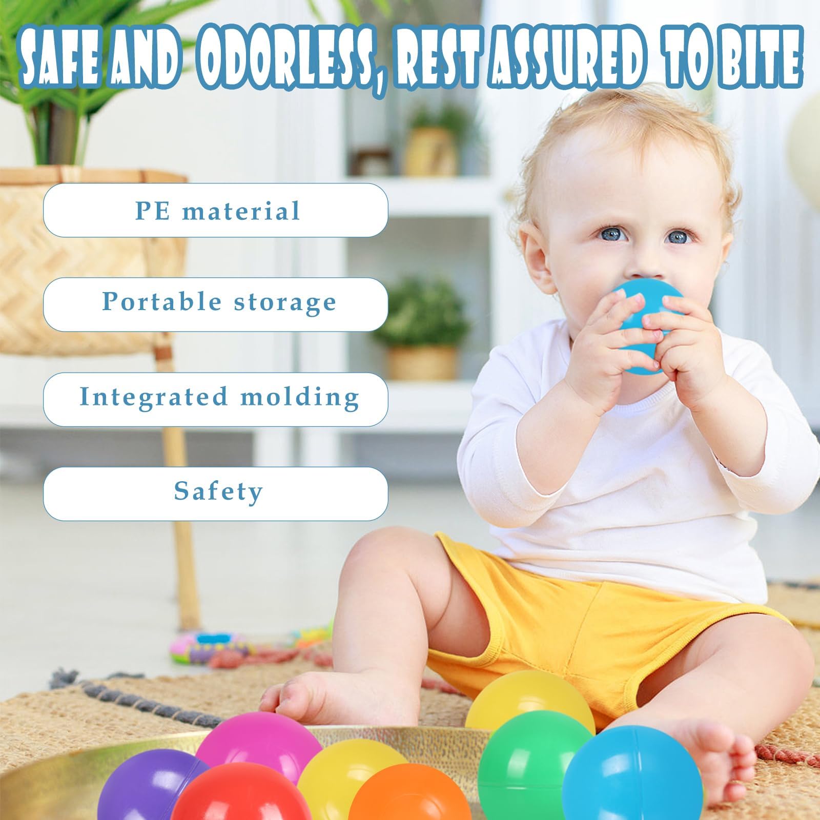 MODEREVE BPA Free 100 Pack Colorful Plastic Balls for Baby Play & Ball Pit, Tent, Pool, House