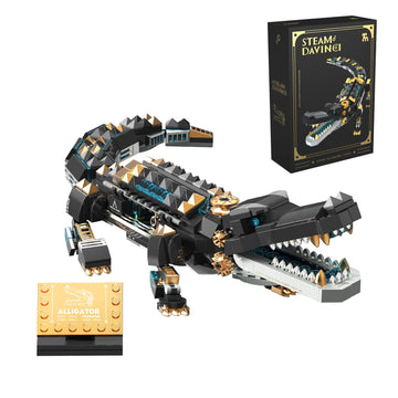 LQPFBSM Mechanical Alligator Building Set 541 Pieces Steampunk Crocodile Model Kit with Golden Nameplate Articulated Swamp Beast Construction Toy