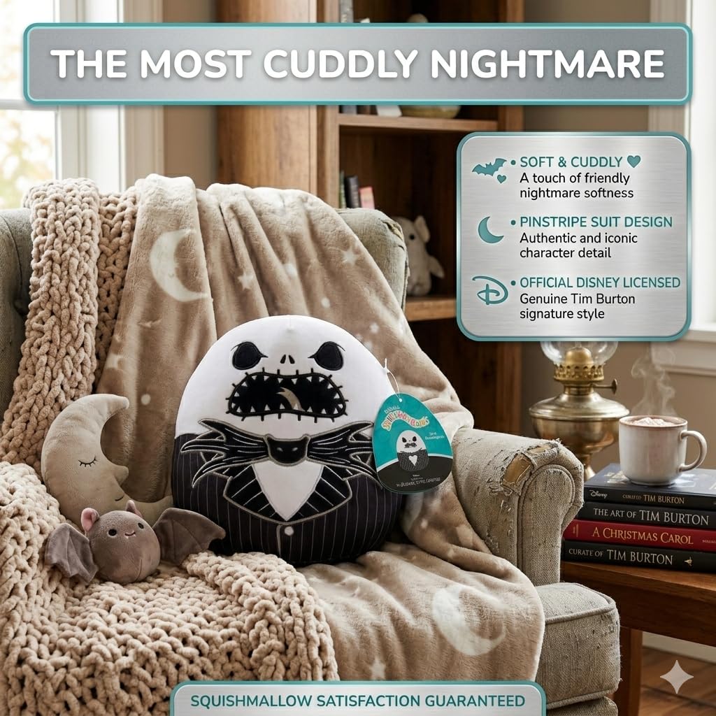 Squishmallows 8-Inch Disney Halloween Jack Skellington Jazwares Plush