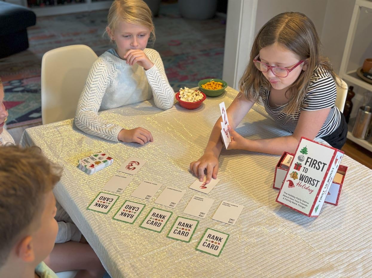 FIRST TO WORST Holiday Edition Party Game - A Festive Card Game About How Your Friends & Family Rank Things - Perfect for White Elephant Gifts