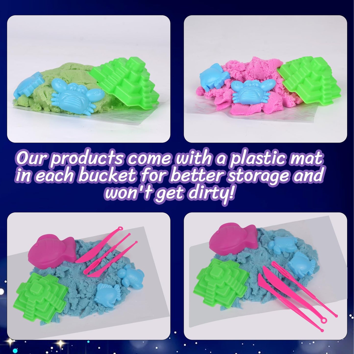 Minyaluck Play Sand Bulk Kit,6 Color 5.3 Lb Magic 48 Molds,Sensory Toy Art Moldable Self-Sticking Kids Bulk Sand for Valentine's Day Classroom Home