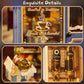 Book Nook Kit - DIY Miniature British Tea House, 3D Wooden Puzzle Dollhouse with LED Lights, Tiny Bookend & Creative Bookshelf Decor, Birthday