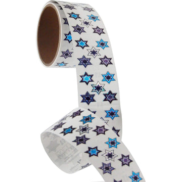 JILLSON & ROBERTS Prismatic Stickers Bulk Roll, Multicolor Stars of David (100 Repeats)