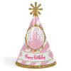 Big Dot of Happiness Little Princess Crown - Cone Pink And Gold Princess Happy Birthday Party Hats For Kids And Adults - Set Of 8 (Standard Size)