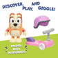 Bluey Chat Mates and Accessory Scooter Bingo Figurine Playset, Articulated, Kids Figurines with 10 Phrases, Interactive Play Figure Toys for Ages 3+