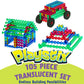 POPULAR PLAYTHINGS Playstix, Building Sticks Kit for Kids, Construction Stem Building Toy Gift for Boys & Girls - Translucent 105 Piece