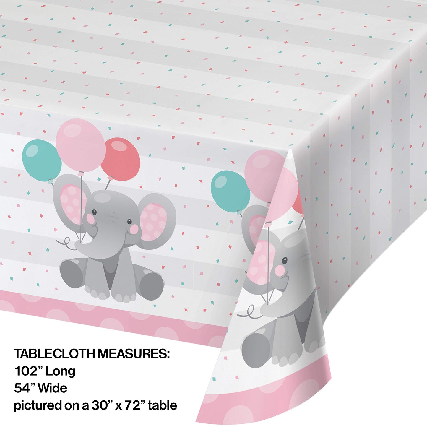Creative Converting Enchanting Elephants Girl Paper Tablecloth, 1 ct