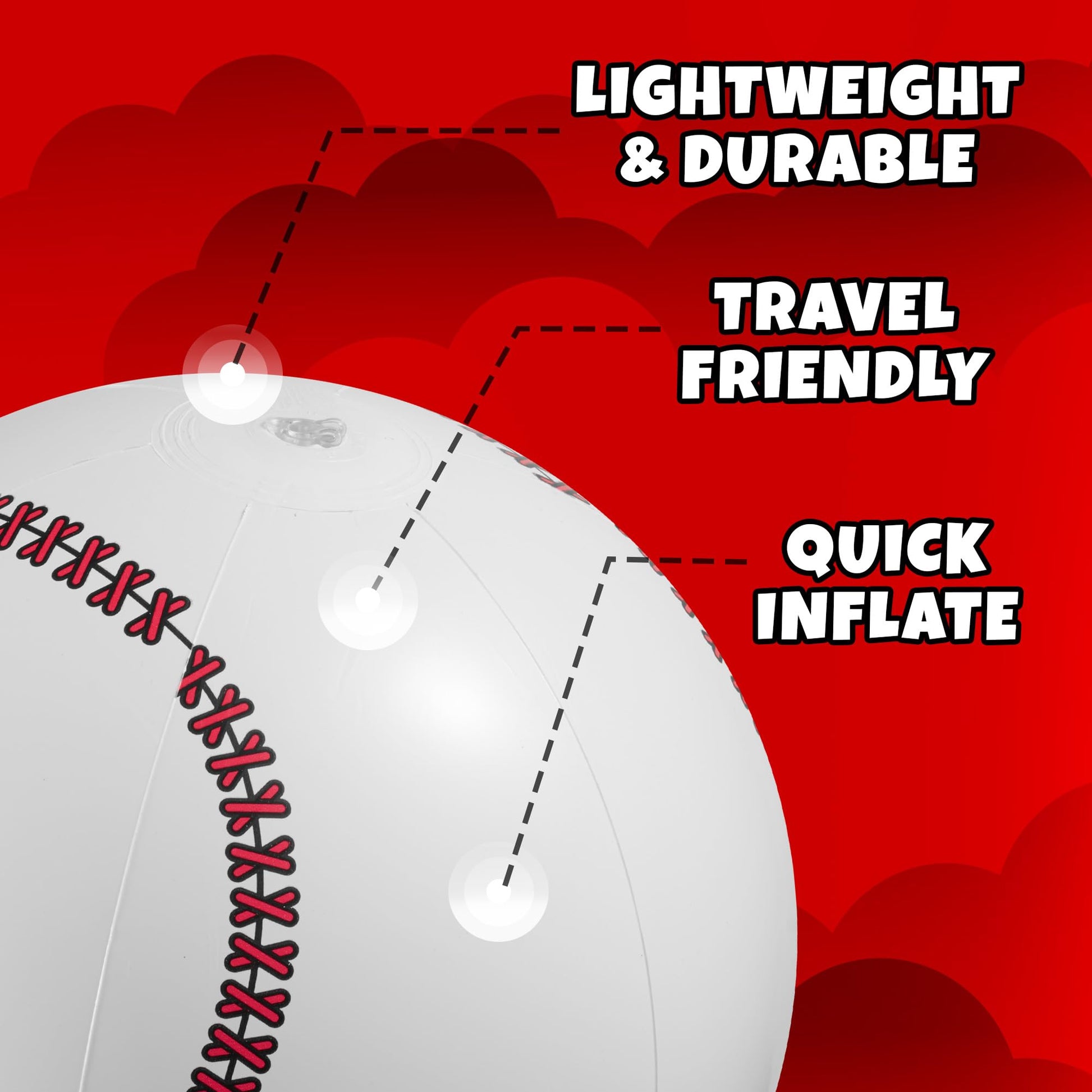 KiddieLoot Inflatable Baseball Beach Balls for Kids, 16 inch (6-Pack)
