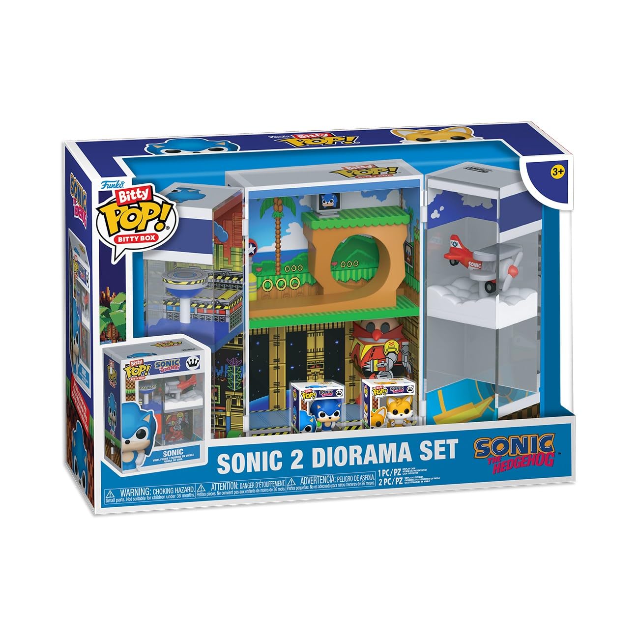 Funko Pop! Bitty Boxes: Sonic the Hedgehog - Sonic 2 Diorama Set - Sonic with Emerald and Tails - Collectable Vinyl Figure - Gift Idea - Official
