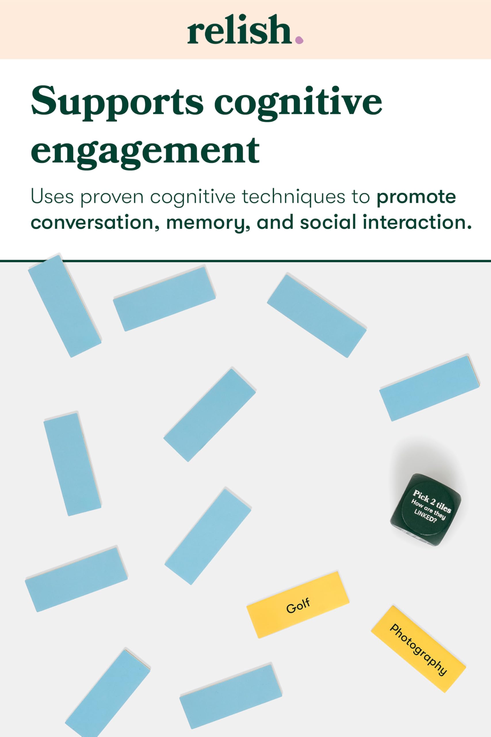 Relish - Dementia Game, Link & Think Hobbies Conversation Card Game - Alzheimer's Activities & Products, Games & Toys for Elderly/Seniors